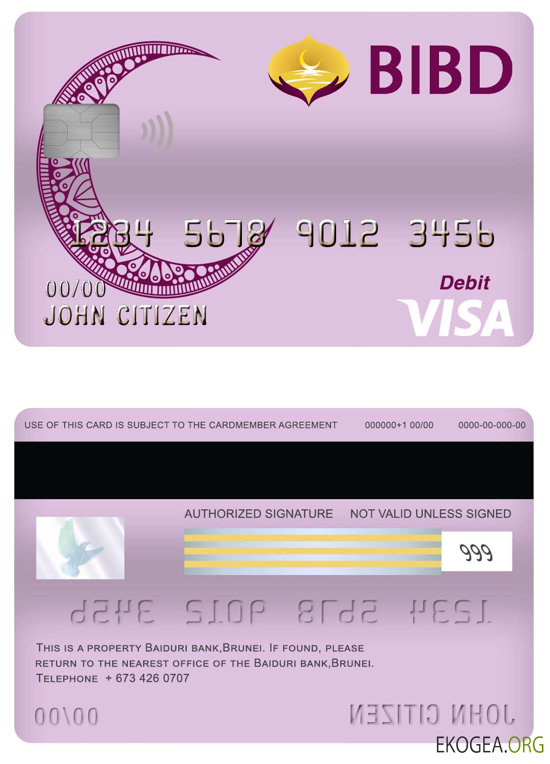 Carte de débit de la carte visa de la Brunei Baiduri Bank